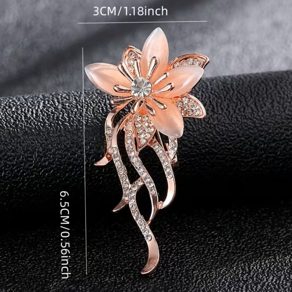 Rhinestone Orchid Brooch Lapel Pin Z123 - Picture 1 of 1